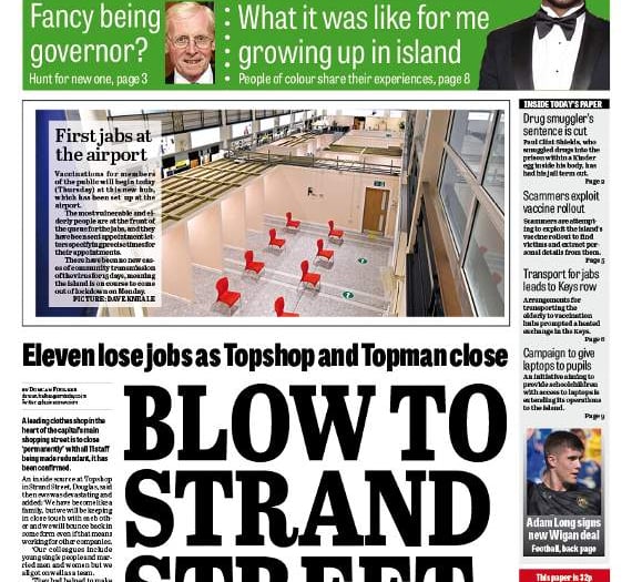 In this week's Manx Independent: Jobs go as shops shut