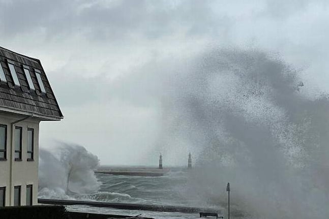 Queen's Promenade in Ramsey when previous coastal overtopping has occured