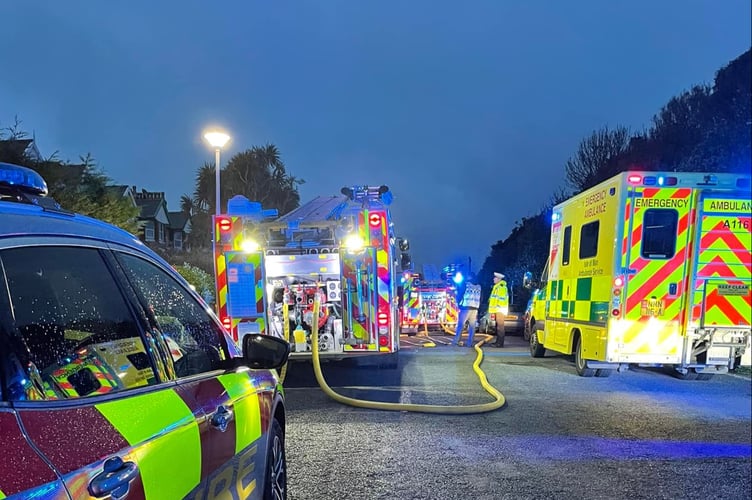 Emergency services deal with a house fire on Royal Terrace in Onchan