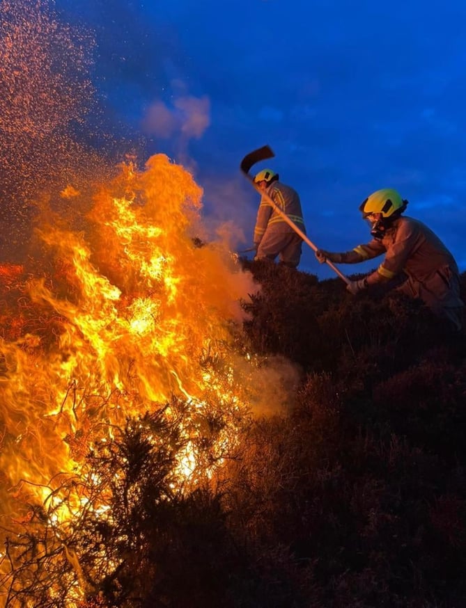 Heath fire in Greeba on March 24, 2022