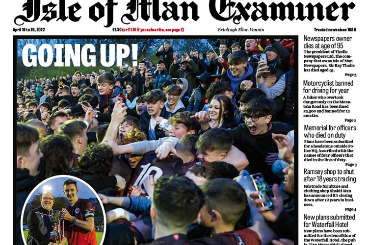 The front page of this week’s Isle of Man Examiner