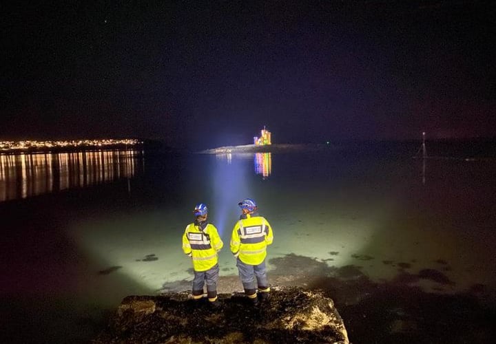 Coastguard pictured rescuing youths from Tower of Refuge, April 19, 2022