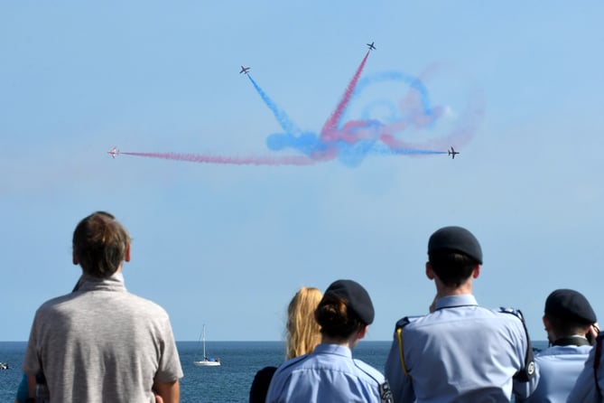 The Red Arrows display over Douglas bay - 