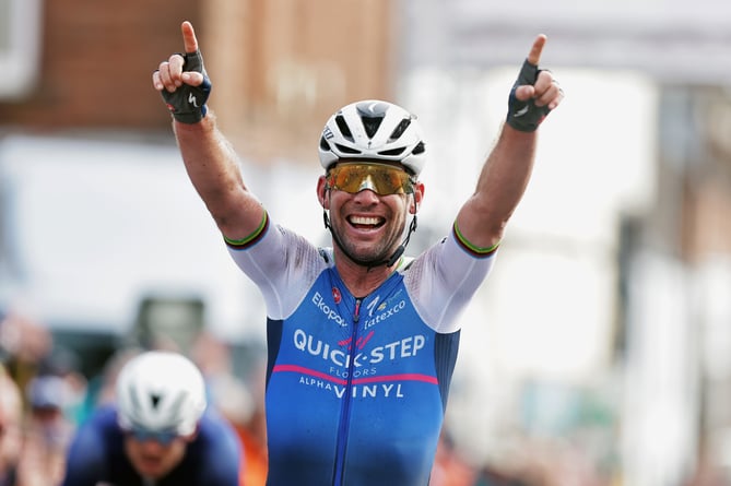 Picture by Alex Whitehead/SWpix.com - 26/06/2022 - British Cycling - National Road Championships - Castle Douglas, Dumfries and Galloway, Scotland - Mark Cavendish of Quick-Step Alpha Vinyl Team celebrates winning the Elite Men's Road Race.
