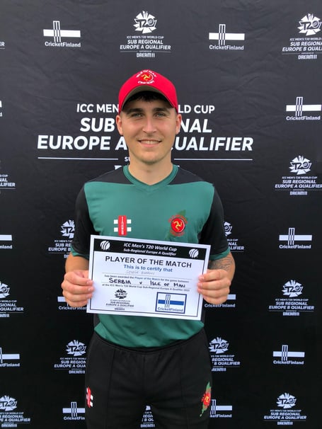 The Isle of Man’s George Burrows was man of the match versus Serbia