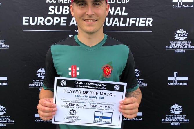 The Isle of Man’s George Burrows was man of the match versus Serbia