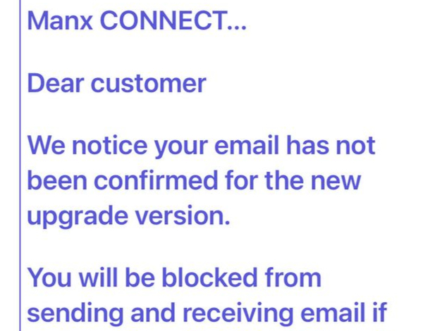 Scam email, purporting to be from Manx Telecom