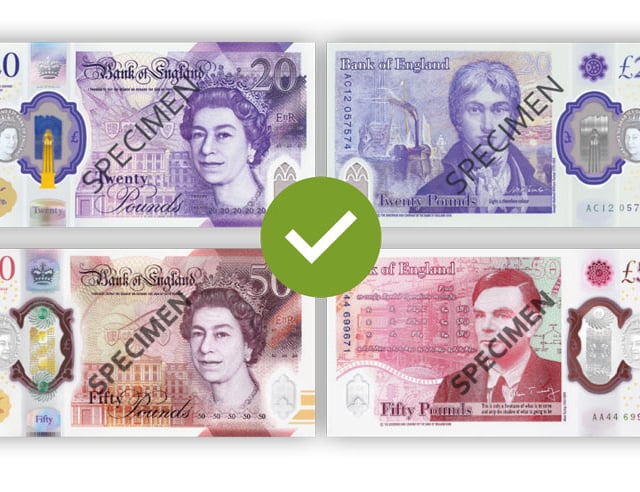 Check for £20 and £50 notes