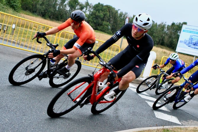 Leon Mazzone (right) in action during the recent Manx International GP on home soil 