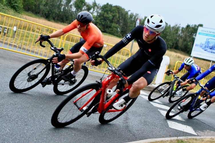Leon Mazzone (right) in action during the recent Manx International GP on home soil 