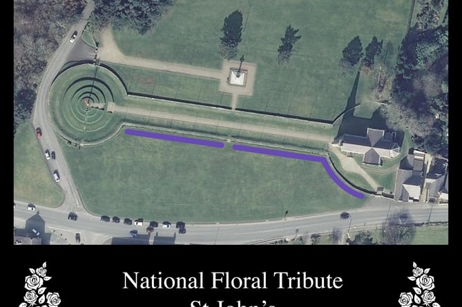 The area where floral tributes to the Queen Elizabeth II can be left