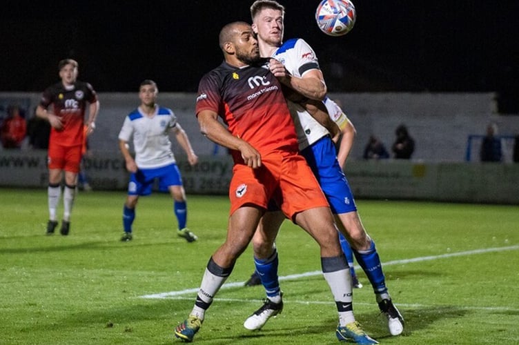 Furo Davies in action for FC Isle of Man against Bury on Tuesday evening