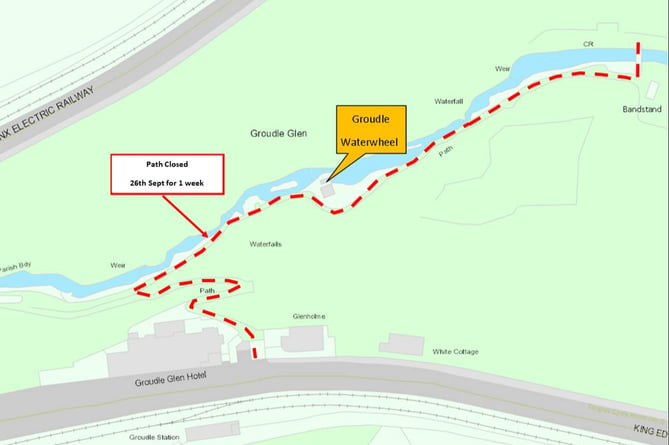 The pathway highlighted will be closed for a week while work is carried out