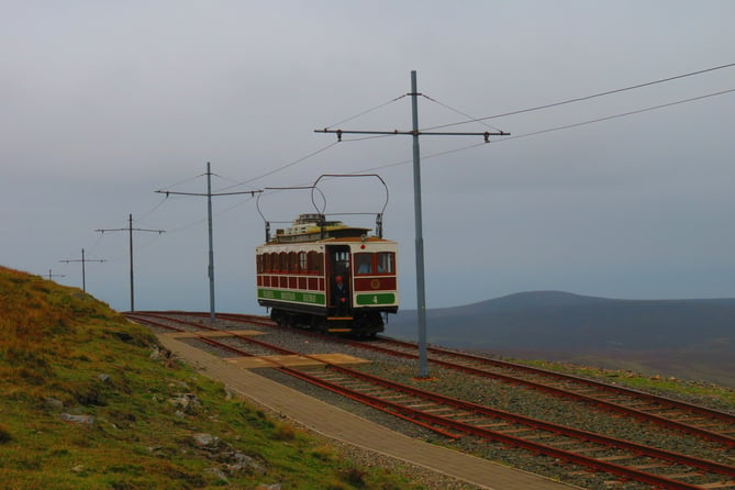 Tram at top of Snaefell 