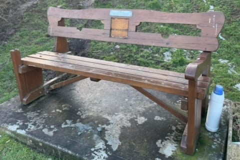 Damage has been caused to the Gary Carswell memorial bench at Ballure Reservoir