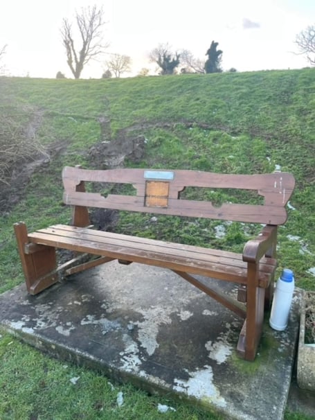Damage has been caused to the Gary Carswell memorial bench at Ballure Reservoir
