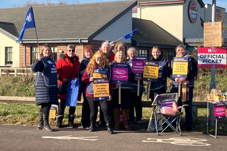 Striking nurses Minehead Hospital RCN