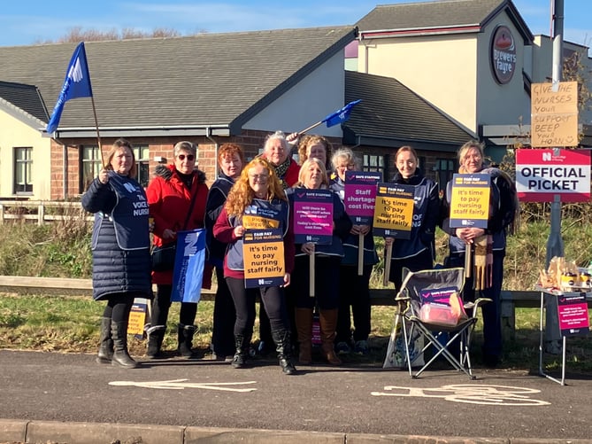 Striking nurses Minehead Hospital RCN