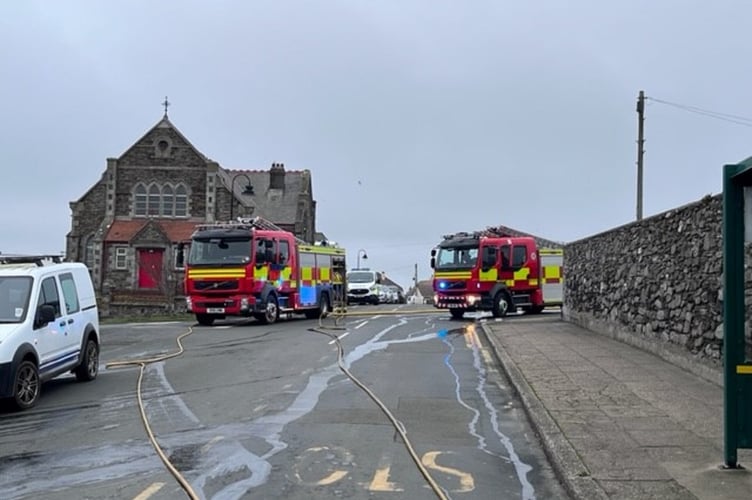 Fire crews dealing with an incident in Port St Mary earlier today