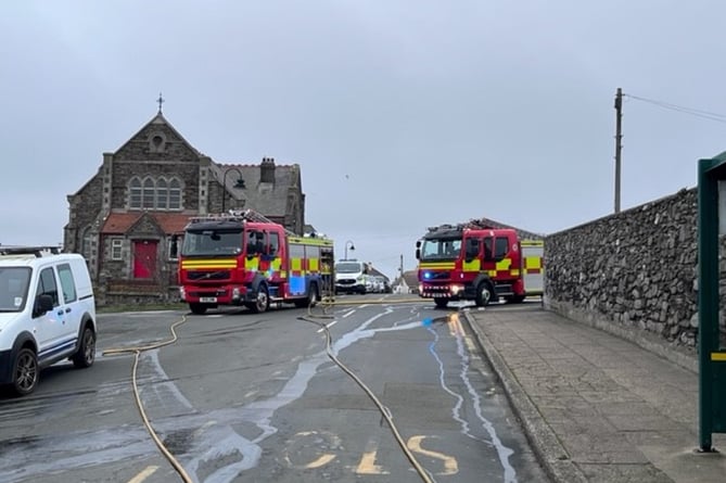 Fire crews dealing with an incident in Port St Mary earlier today