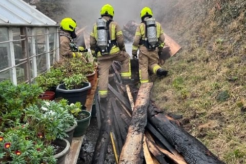 Fire crews deal with a fire near the Albert Hotel in Port St Mary