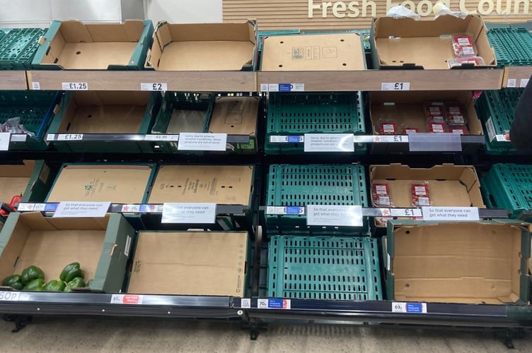 Empty shelves at Tesco