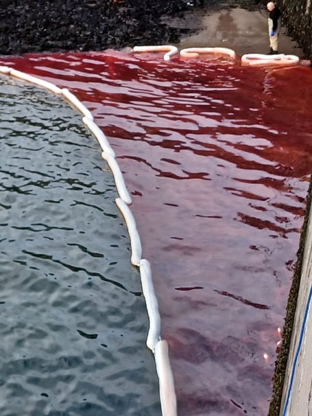 Red diesel spill in Peel