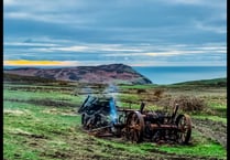 Threshing machine fire