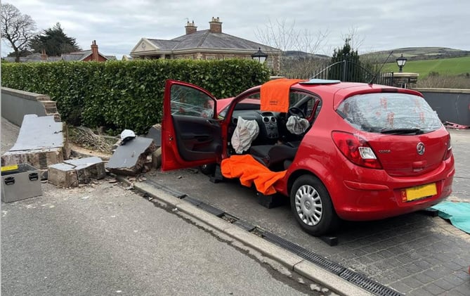 Car crashed into wall