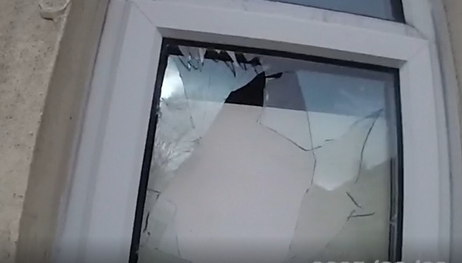 smashed window