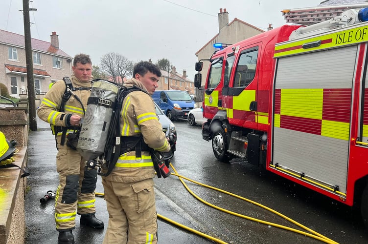 Firefighters in Nursery Avenue, Onchan