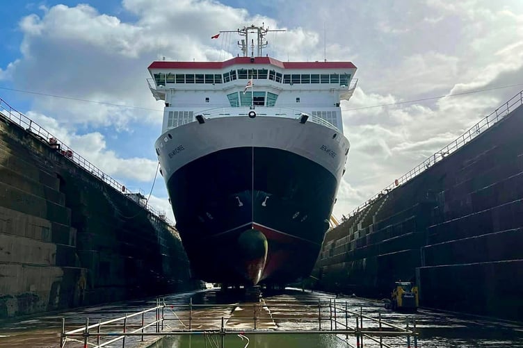 The Ben-my-Chree in dry dock in Cammell Laird