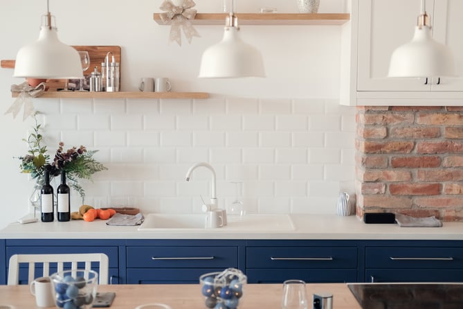 Modern blue and white kitchen interior design house architecture