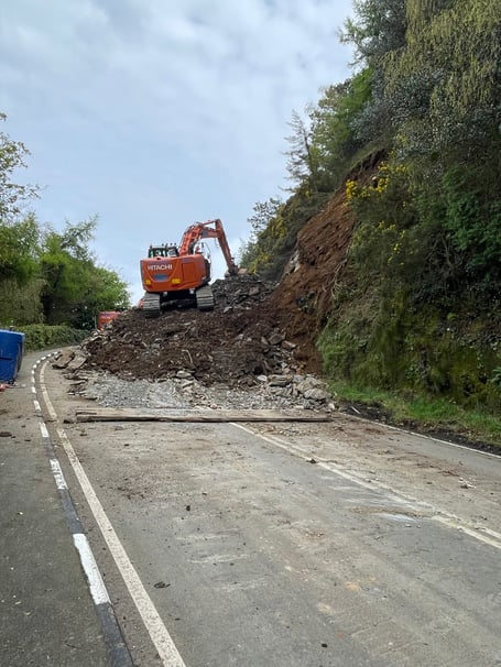 Contractors working on the site at Lhergy Frissell