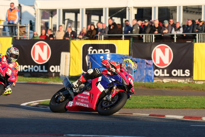 Nathan Harrison during Thursday's Superstock race at the North West 200