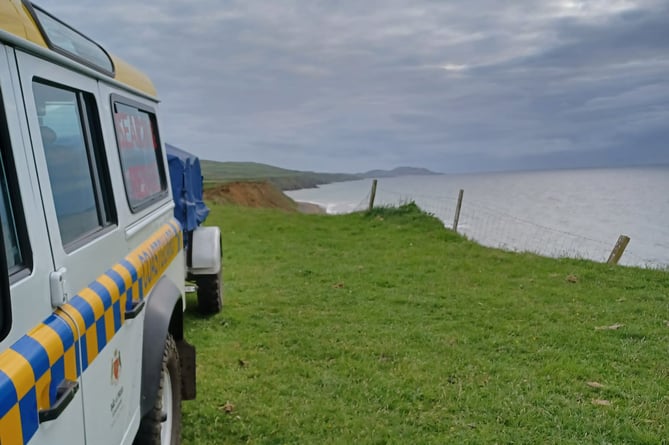 Coastguard were called to aid a person stuck on a cliff south of Glen Wyllin last night