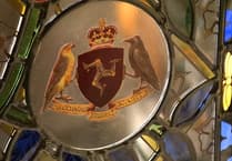 New window at Speaker's house shows Manx heraldic shield