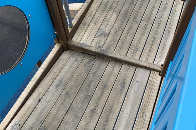 vandalised climbing frame western swimming pool