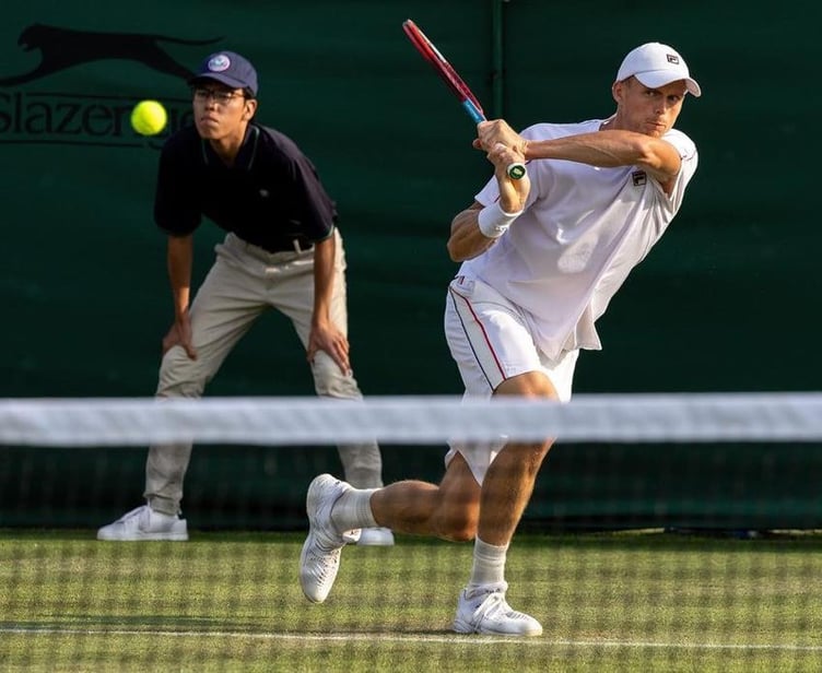 Billy Harris in action at Wimbledown