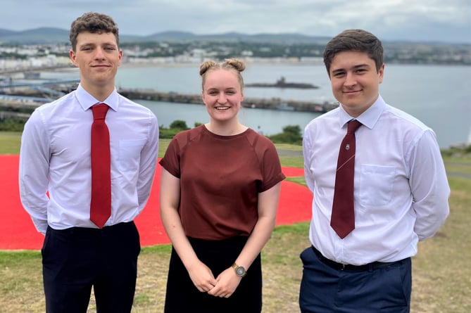 Houston-bound: Daniel Comley (left) and David Sargent, ManSat’s United Space School scholarship winners for 2023, and Ciara Sowerby, who returns as a mentor
