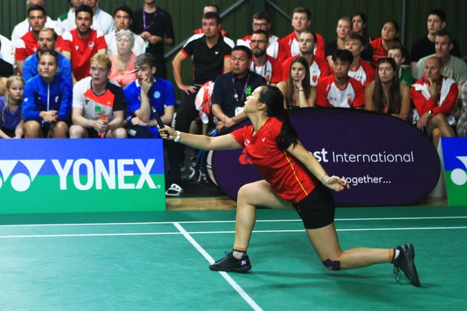 Jess Li in action on her way to silver in the women's singles