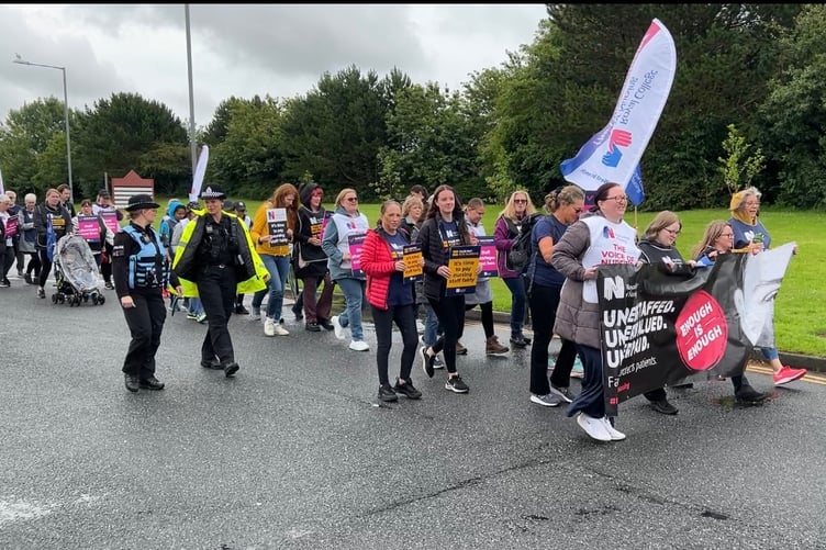Banners, flags and posters were held to get their message across.