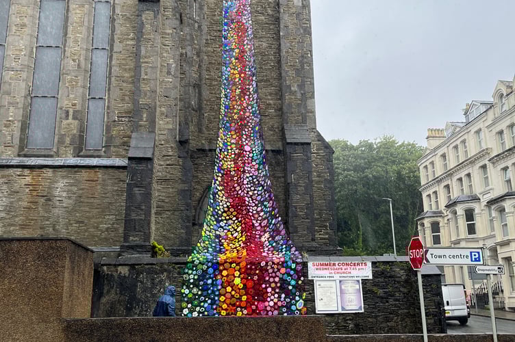 The flower tower at St Thomas' Church.
