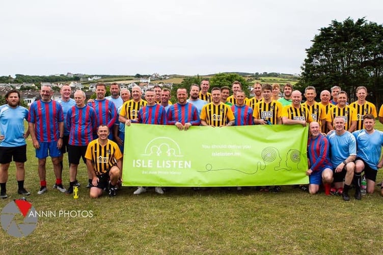 Winners of the Jukes Memorial Match in 2021, Rushen United vets.