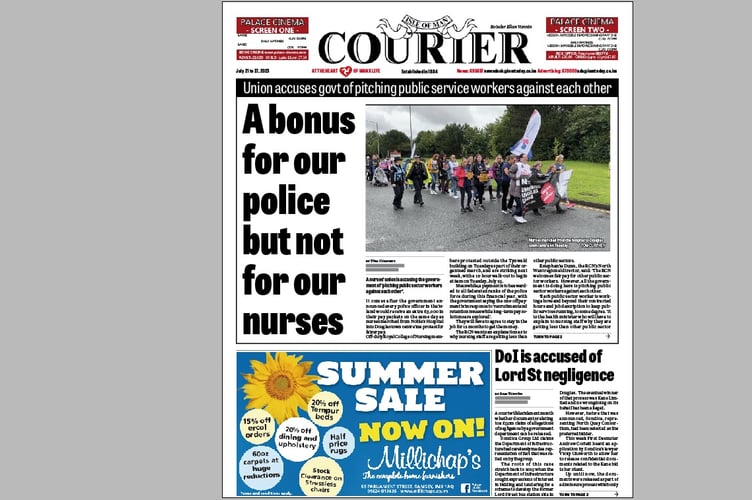 Isle of Man Courier page one
