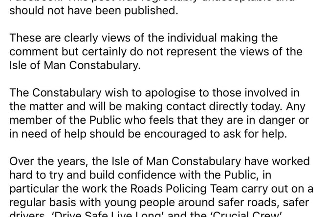 The apology from the Roads Policing Unit after backlash from its original post. 