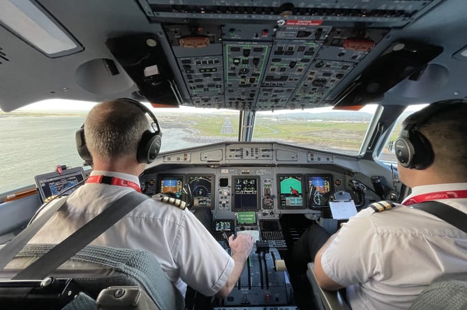 Pilots on board a Loganair flight