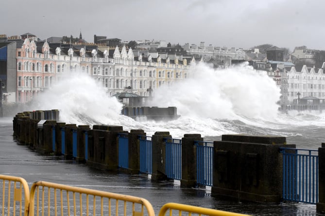 Douglas Promenade is hit by waves in 2021