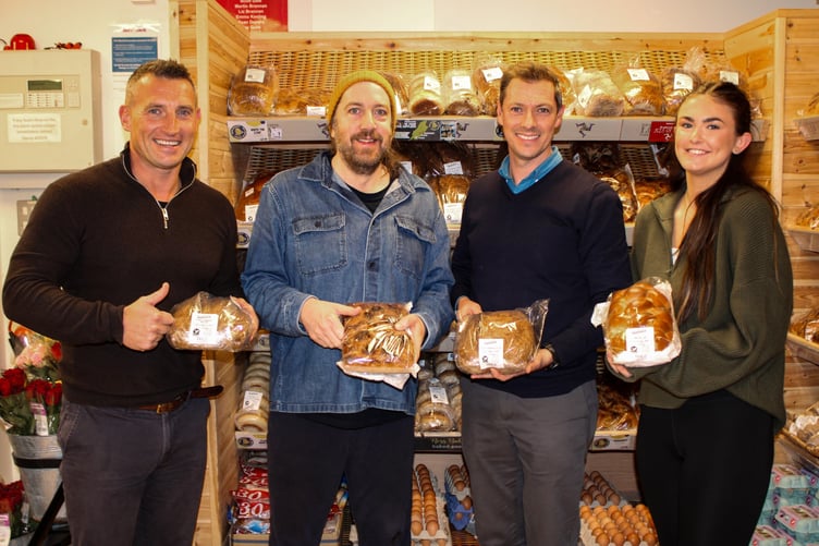 (L-r) Robinson's Retail Director Ross Williamson, Ross Bakery Founder Simon Ross, Robinson's Manager Mark Hotchkiss, and Robinson's Marketing Assistant Hollie Mathieson-Nelson.