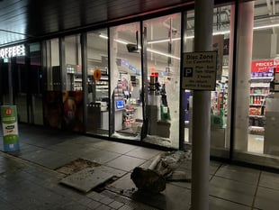 Car crashes into front window of Isle of Man Co-Op store